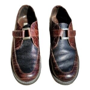 Brighton Kannah Women's Loafer Shoe Italian Leather Croc Embossed Brown Size 8